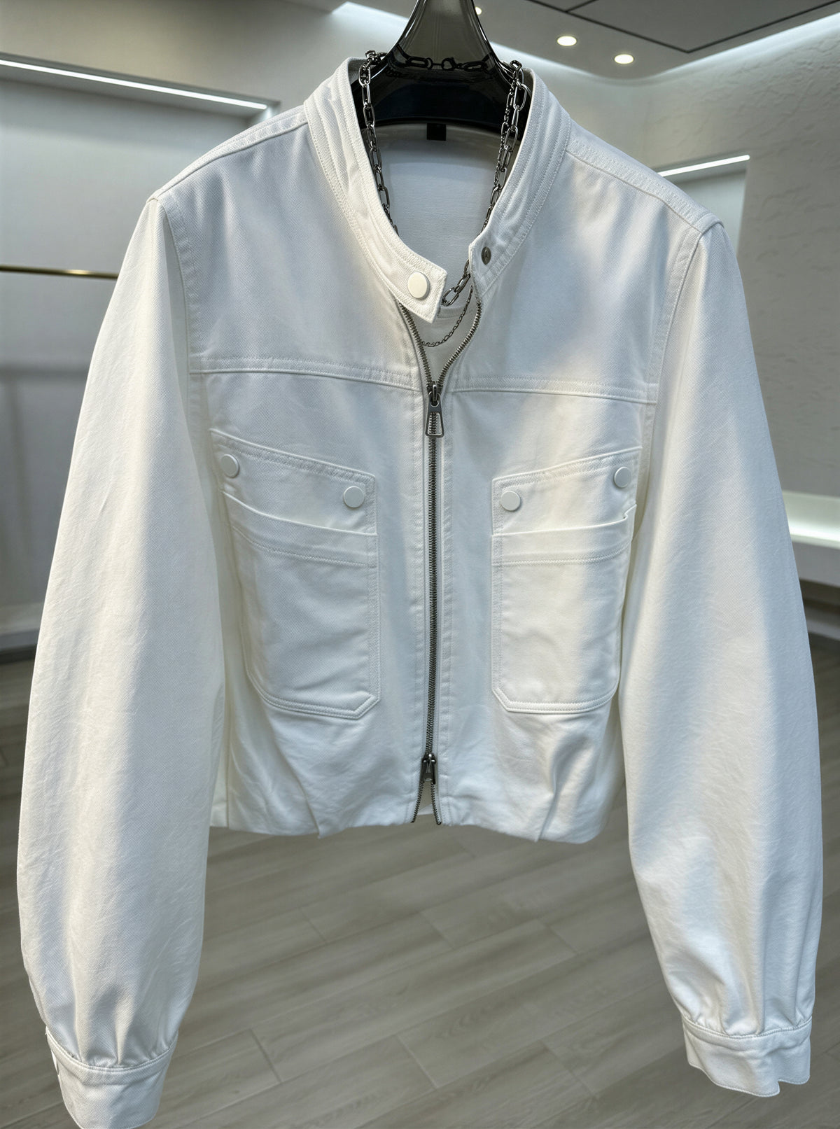 S~XL スタンドカラー ショート丈ワークジャケット