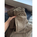【秋新作】【全4色】S~XL ゆったりワイドシルエットのチェック柄スウェットパンツ