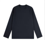 クルーネック ストレートシルエット ゆったり 長袖Tシャツ-杢グレー-4XL