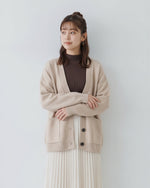 ゆったりドロップショルダー 大きめポケット ニットカーディガン