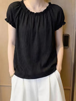 S~2XL メロウフリルギャザー 半袖トップス | 今季人気