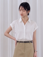 立体プリーツ切り替え 半袖シャツ