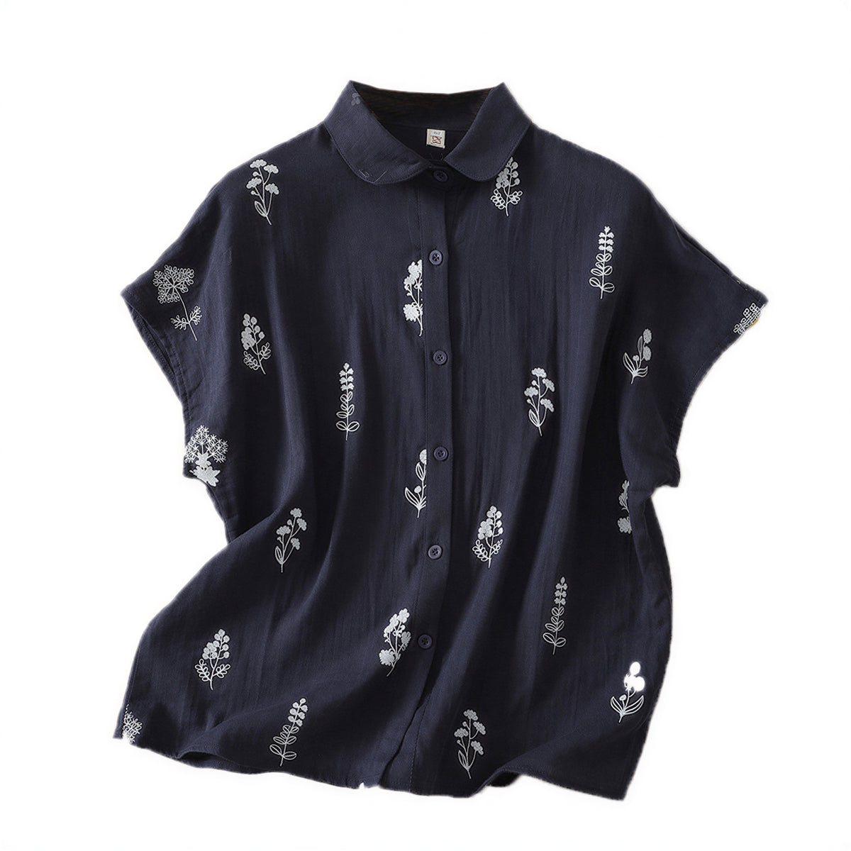 【全2色】M~3XL 小さめラウンドネック 花柄 ゆったり半袖シャツ