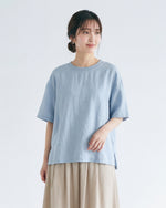 ライトブルー 肩落ち ゆったり クルーネック 半袖Tシャツ