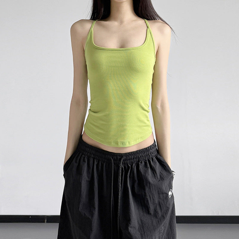 S-XL ボディラインをきれいに見せるレーサーバックキャミソールタンク