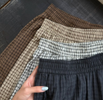 【秋新作】【全4色】S~XL ゆったりワイドシルエットのチェック柄スウェットパンツ