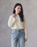 立体ジャカード 透け感ワイドスリーブ シフォンシャツ