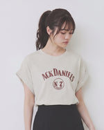 ロールヘムフリルスリーブ ヴィンテージプリントTシャツ