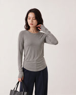 【秋新作】【全2色】S~2XL ラウンドネック スリムフィット インナー 長袖Tシャツ