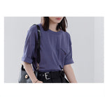 ゆったりドロップショルダー 折り返し袖口 ポケットTシャツ