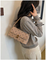 ドット柄フラップ レトロバゲットショルダーバッグ