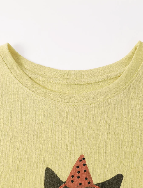 ゆったりドロップショルダー 遊び心プリント半袖Tシャツ