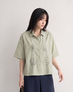 【全2色】M~2XL 遊び心のある線画ルーズ半袖シャツ | 今季人気