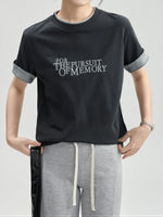 ロール配色レタリングTシャツ