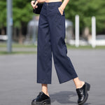 ハイウエストストレートワイドパンツ クロップド丈 リラックスフィット コットン