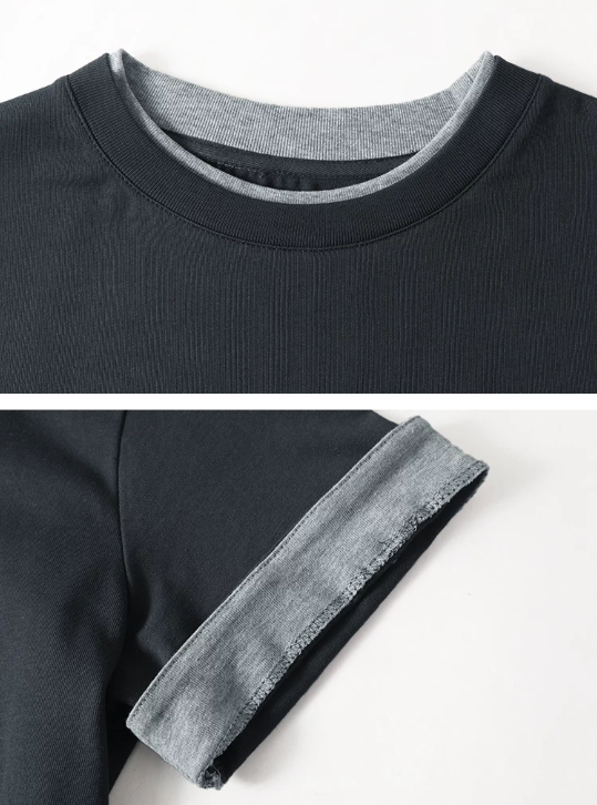 高級感のある配色デザイン！ゆったり半袖Tシャツトップス