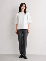 【全2色】M~XL 配色ステッチ パフスリーブスウェット
