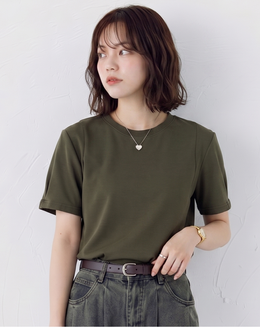 ゆったりとした、袖口のデザイン感！ゆったり半袖Tシャツデザイン感カジュアルトップス