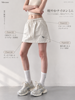 S-XL ウエストゴム ドローストリング Aラインミニスカート