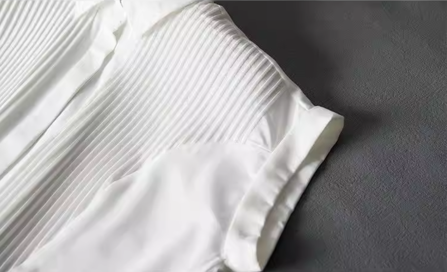 立体プリーツ切り替え 半袖シャツ