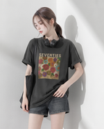油絵アート！人と被りにくい高級感のあるスリム半袖Tシャツトップス