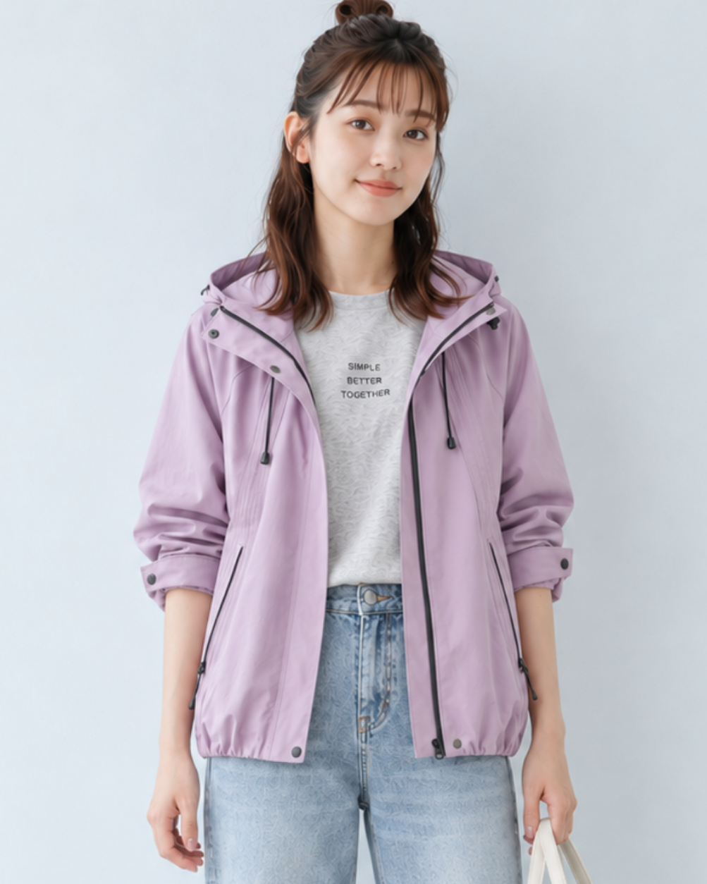 フード付き・ドローストリングトレンチコート