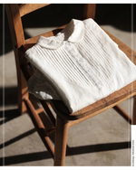 【全3色】M~2XL 七分袖ラミーシャツ｜フレンチピンタック ナチュラルレトロなゆったりコットンリネントップス