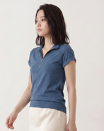 ハーフジップ Vネック フィット 半袖Tシャツ
