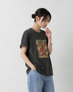 油絵アート！人と被りにくい高級感のあるスリム半袖Tシャツトップス
