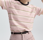 配色ボーダー クルーネックTシャツ