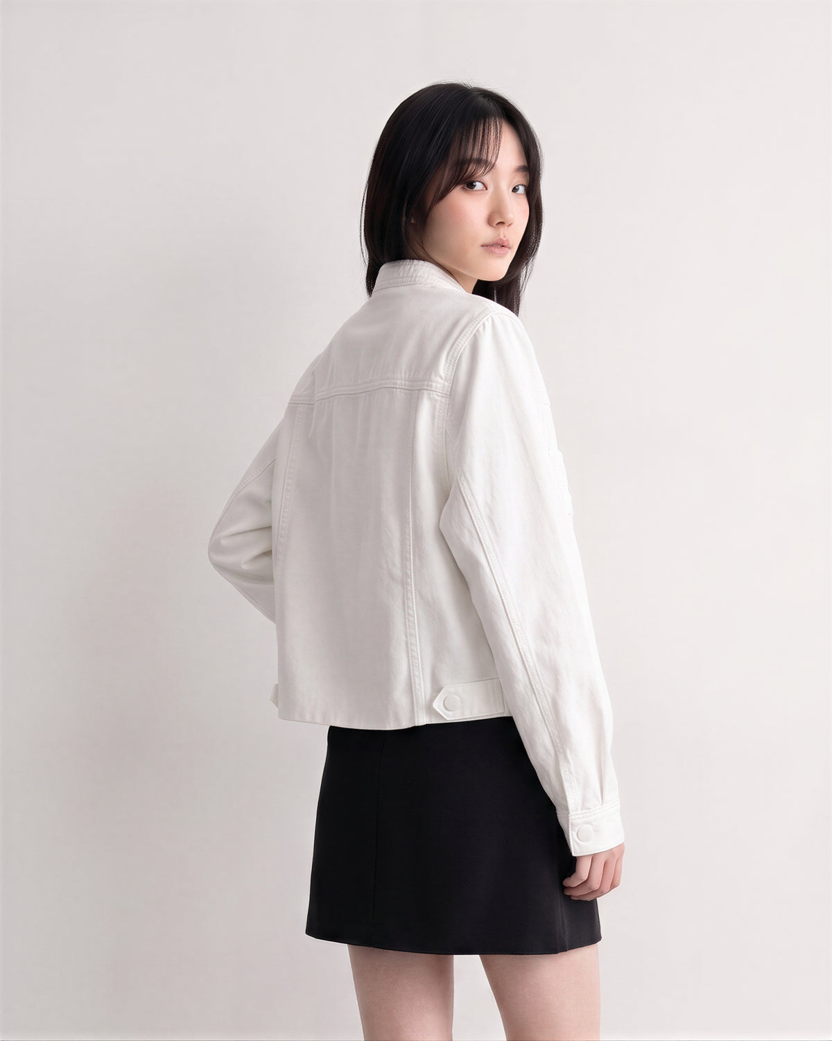 S~XL スタンドカラー ショート丈ワークジャケット