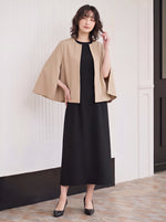 【秋新作】【全2色】S~2XL シンプルオープンフロントジャケット×ワンピース 2点セット