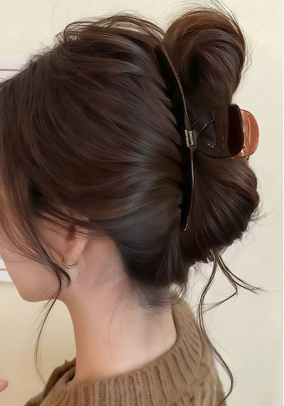 べっ甲風 大きめカーブヘアクリップ