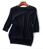 M~XL 透かしジャカード クルーネックニット