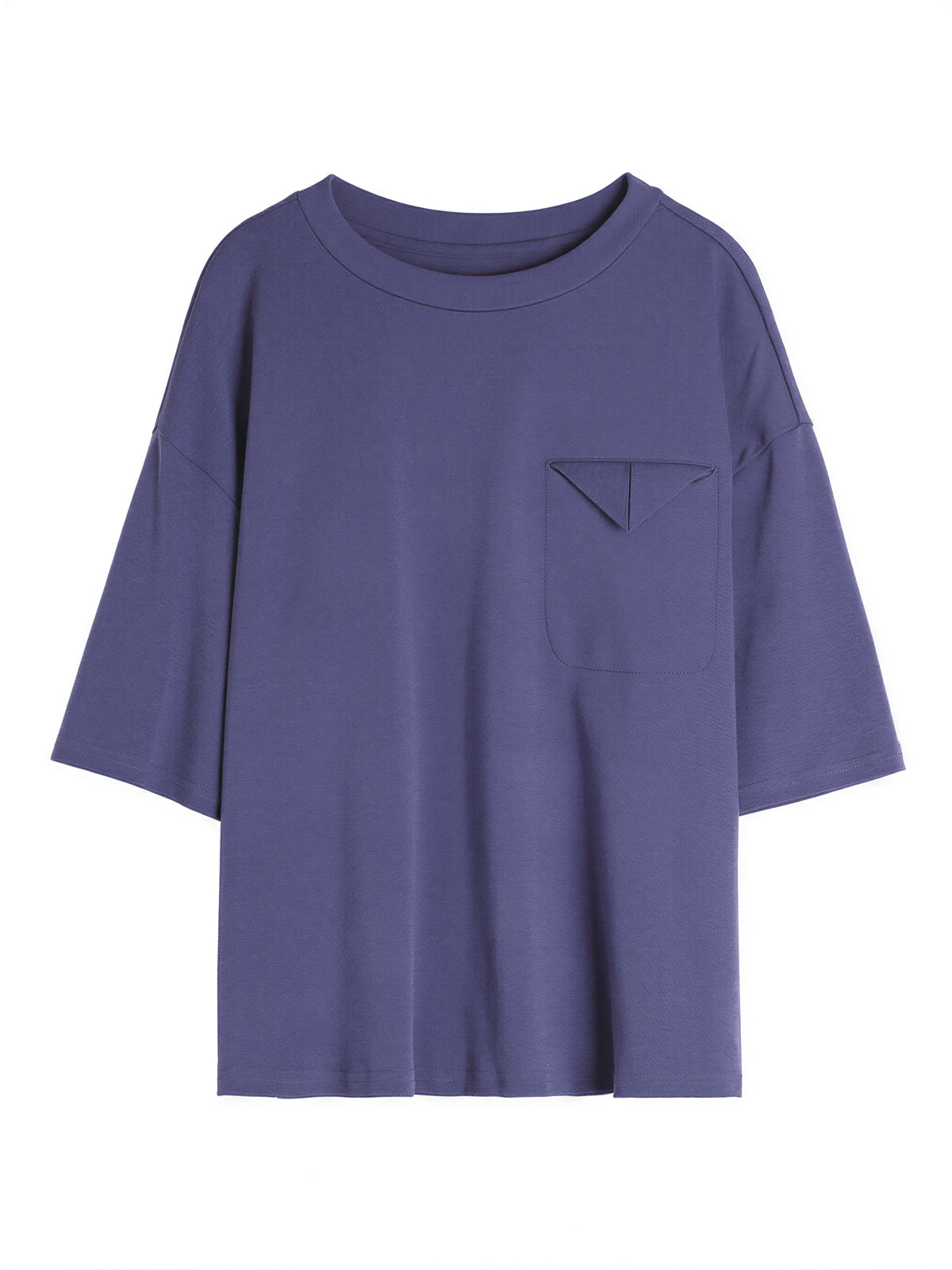 ゆったりドロップショルダー 折り返し袖口 ポケットTシャツ