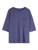 ゆったりドロップショルダー 折り返し袖口 ポケットTシャツ