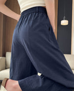 【全3色】S~4XL ハイウエスト ゴム仕様 ストレートワイドパンツ