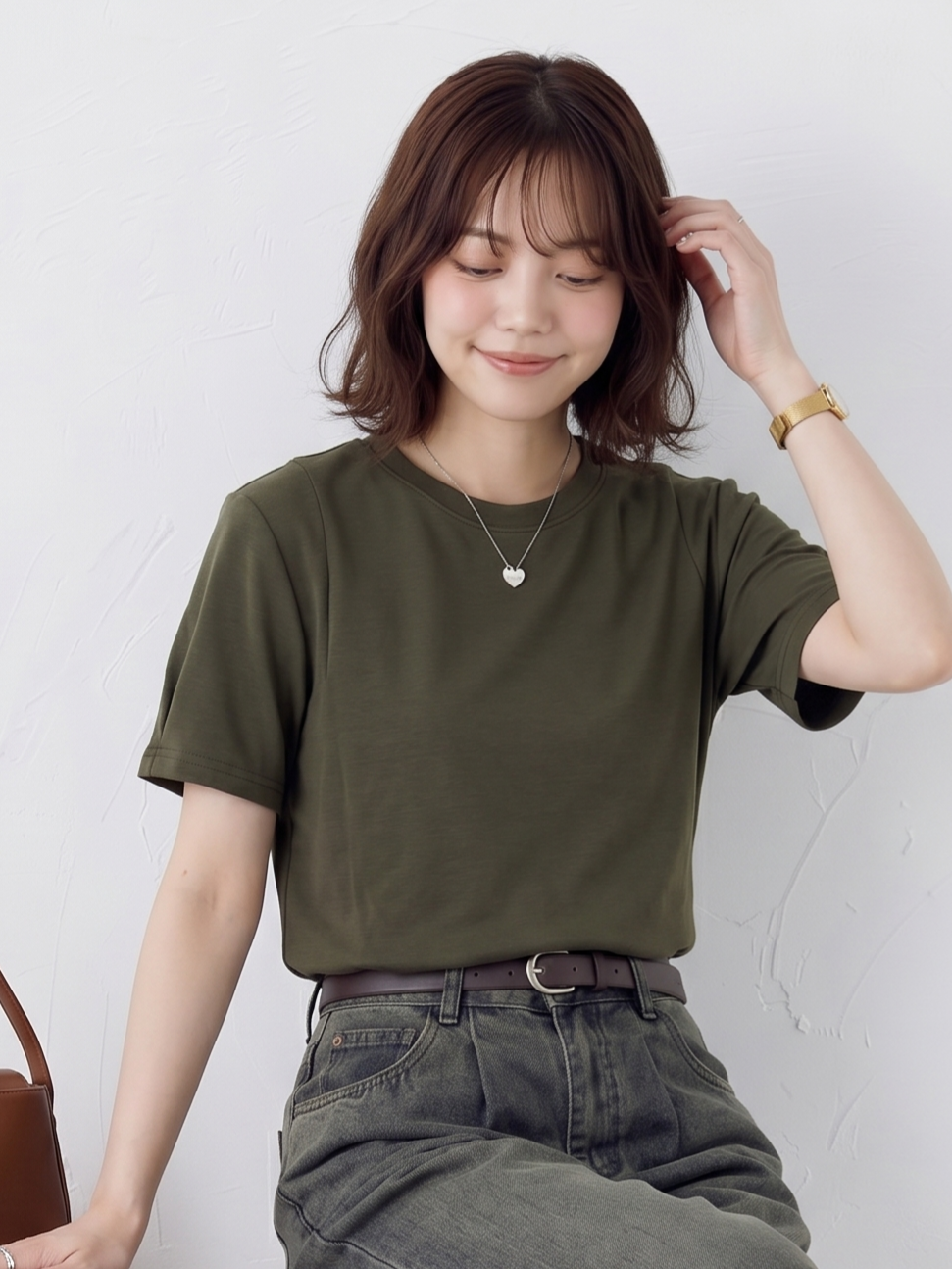 ゆったりとした、袖口のデザイン感！ゆったり半袖Tシャツデザイン感カジュアルトップス