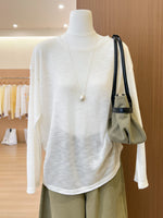 S~XL シアー重ね着 ルーズフィット 長袖Tシャツ