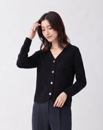 【全2色】S-2XL Vネック ラウンドヘム ゆったりニットカーディガン