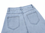 【全2色】S~XL ハイウエスト センターシーム ワイドデニムパンツ