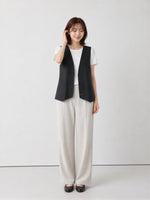 M~2XL 深Vボタンフロントゆったりベスト