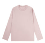 クルーネック ストレートシルエット ゆったり 長袖Tシャツ-ライトピンク-4XL