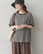 M-2XL ゆったりドロップショルダー チェックプルオーバー