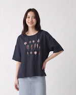 【全3色】M~2XL 刺繍デザイン ゆったり クルーネックTシャツ