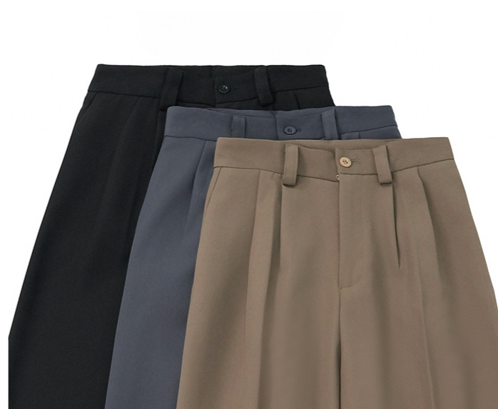 ハイウエスト タック入り 落ち感 ワイドクロップドパンツ