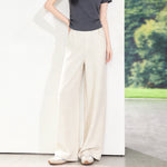 テンセルリネンのワイドレッグパンツ   ハイウエスト ストレート 落ち感ワイドパンツ