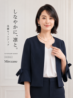 【秋新作】【全3色】S~2XL ラウンドネック フリルスリーブ リボン付き テーラードジャケット