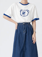 配色パイピング カートゥーンプリントTシャツ