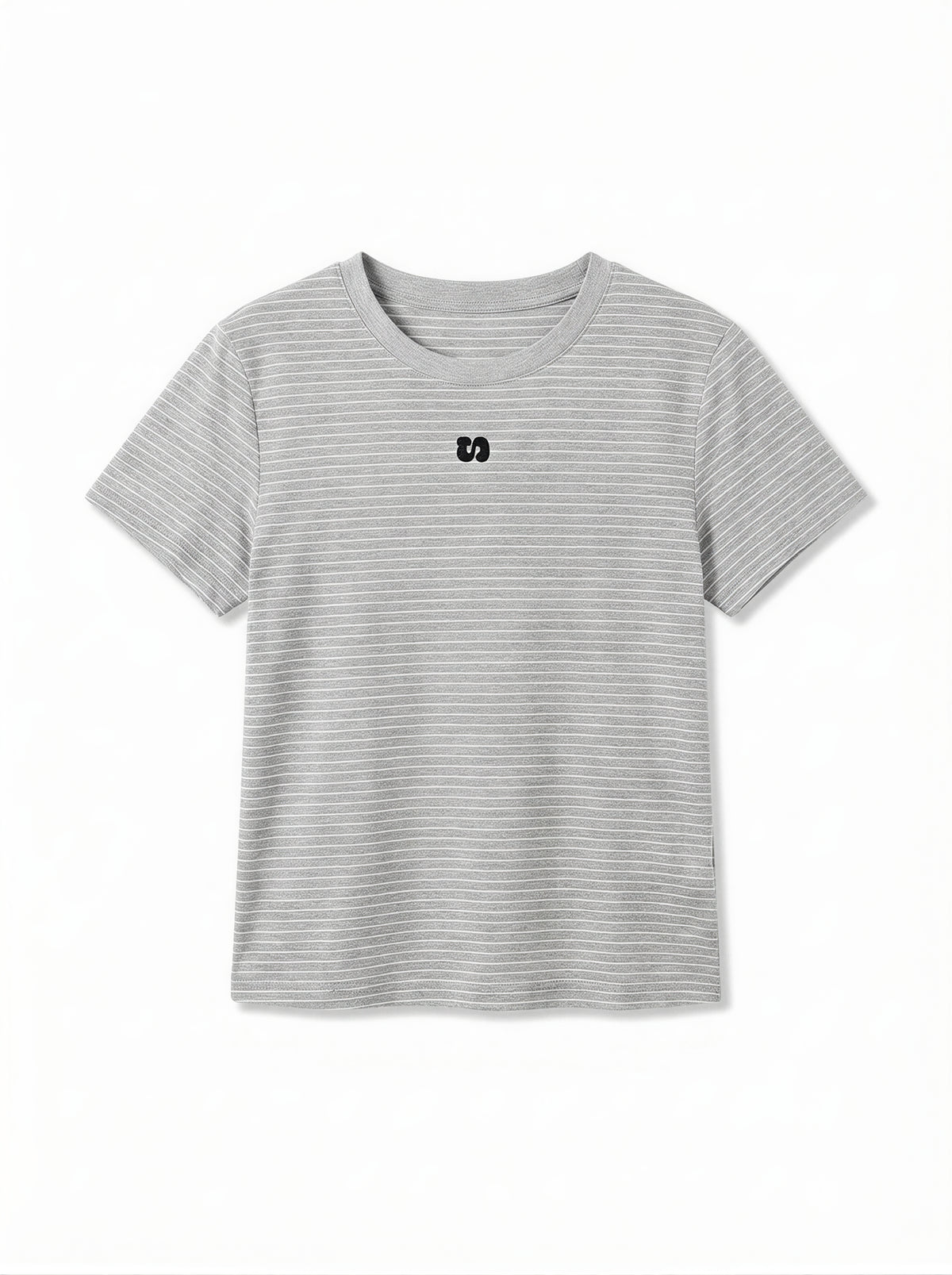 細ボーダー クルーネック スリムフィット 半袖Tシャツ